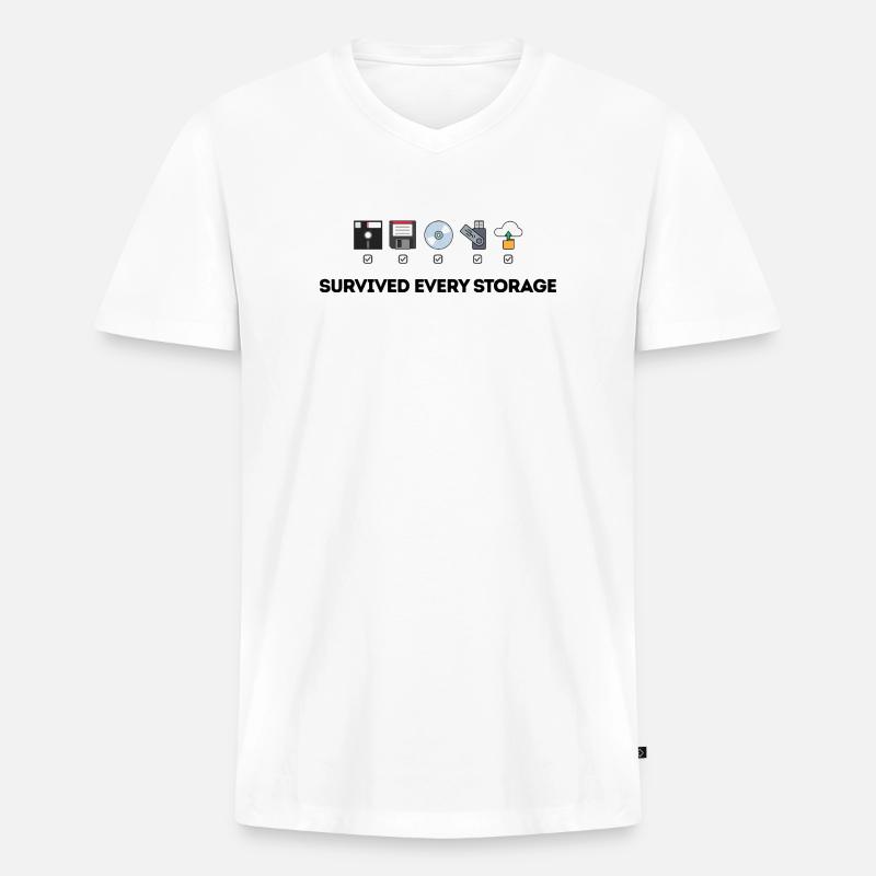 Data Storage Evolution - Tech Icons - Men's Premium Organic T-shirt with V-neck - white