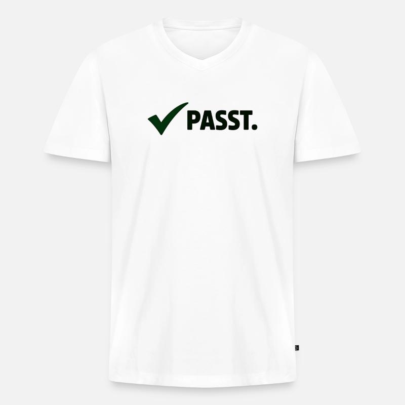 Passt. Minimal Meme Statement T-Shirt - Männer Premium Bio T-Shirt mit V-Ausschnitt - Weiß