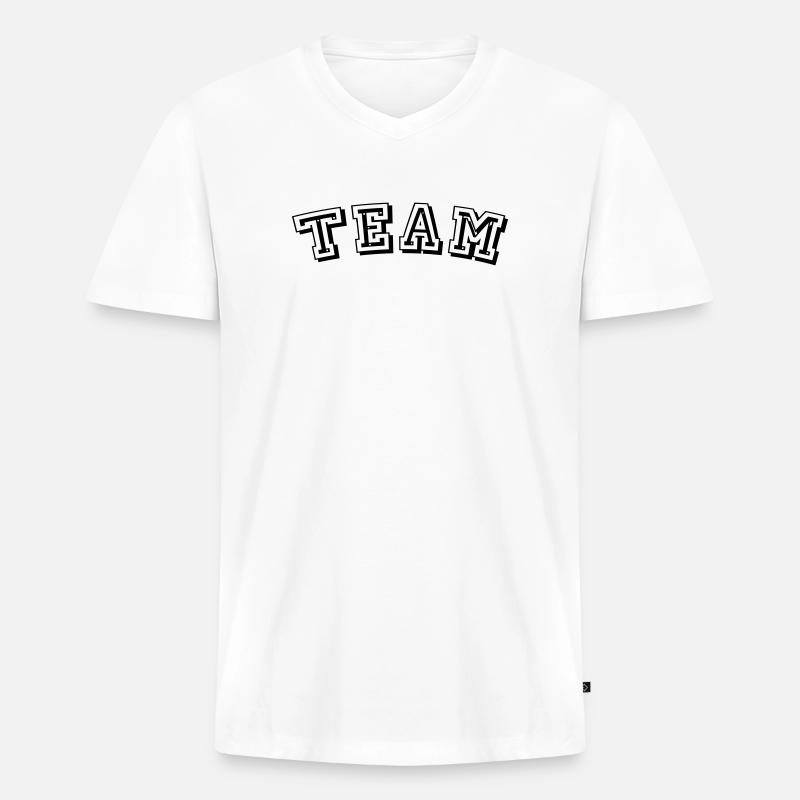 TEAM Design - Männer Premium Bio T-Shirt mit V-Ausschnitt - Weiß
