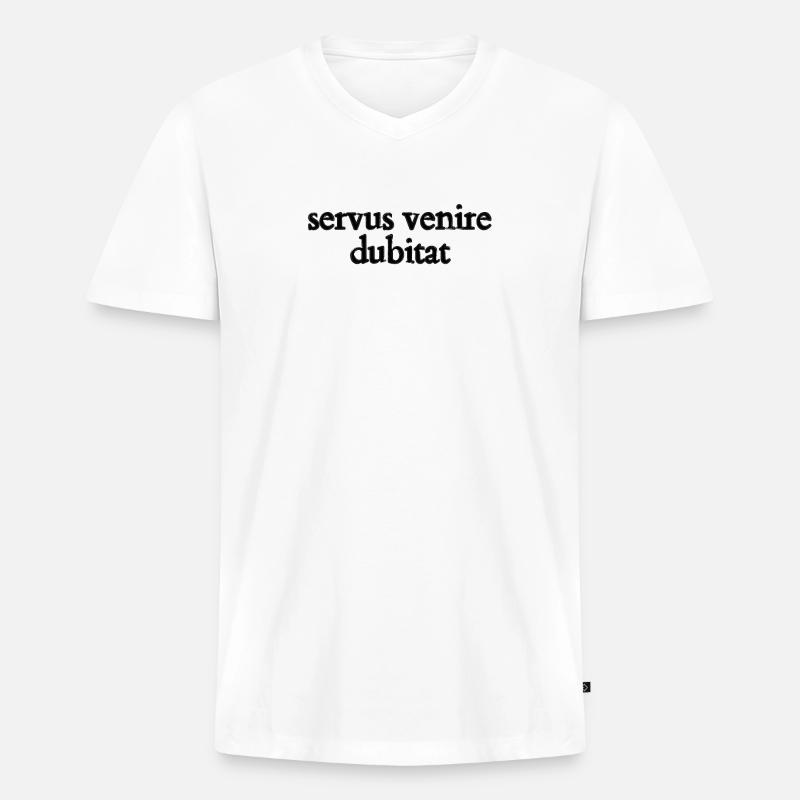 servus venire dubitat - Männer Premium Bio T-Shirt mit V-Ausschnitt - Weiß