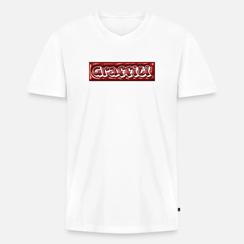 Graffiti Bubble 3D  - Männer Premium Bio T-Shirt mit V-Ausschnitt - Weiß