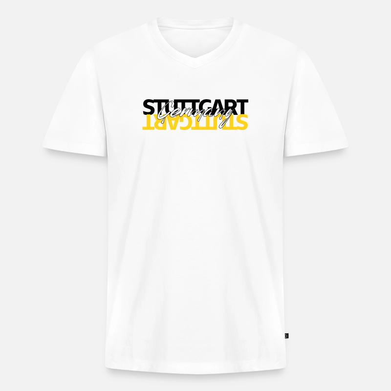Stuttgart Germany - Männer Premium Bio T-Shirt mit V-Ausschnitt - Weiß