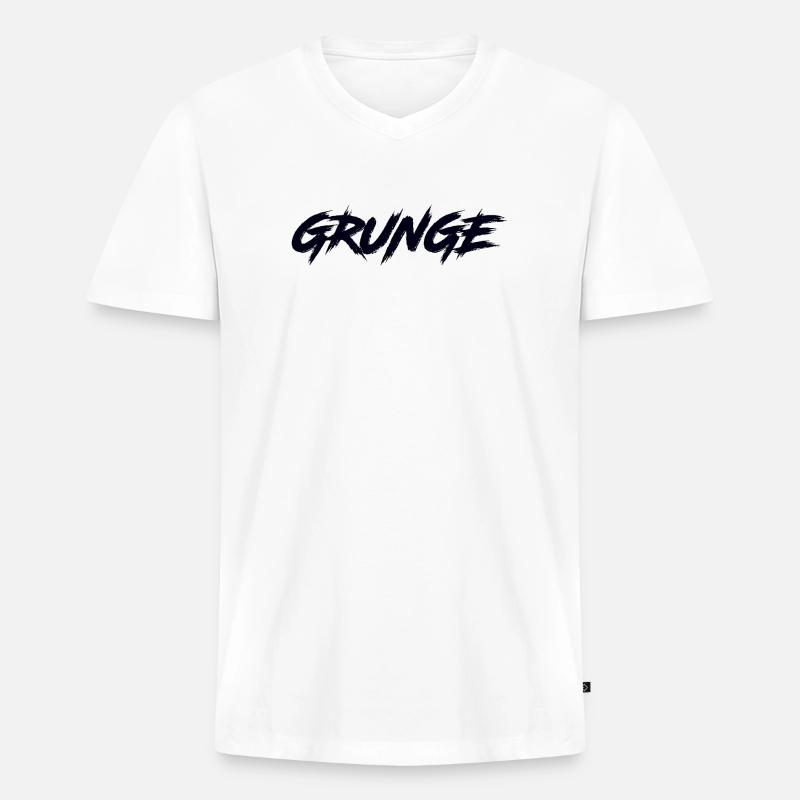 GRUNGE - Männer Premium Bio T-Shirt mit V-Ausschnitt - Weiß
