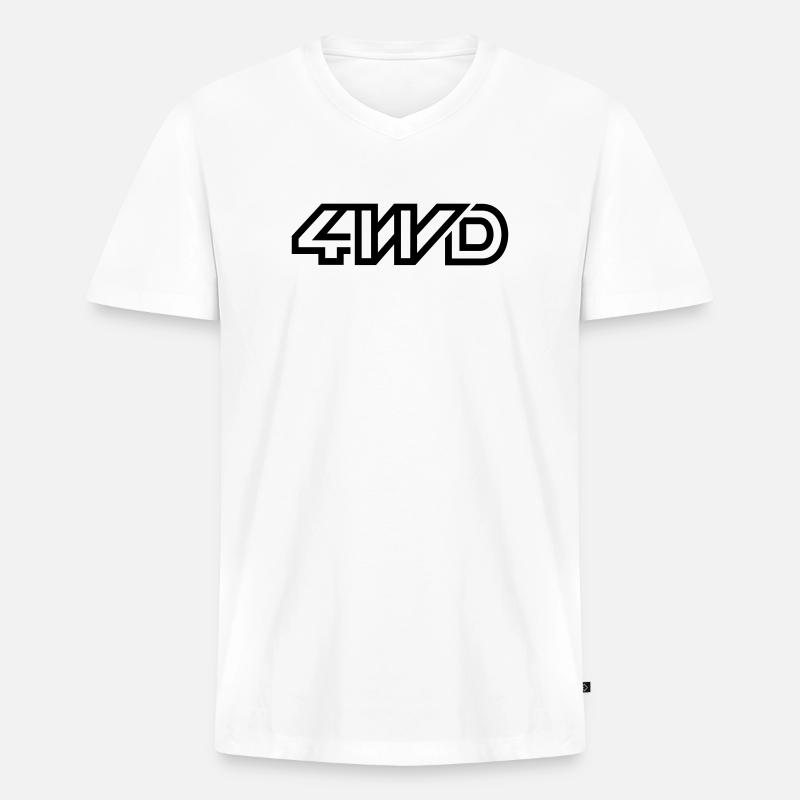 4WD - Männer Premium Bio T-Shirt mit V-Ausschnitt - Weiß