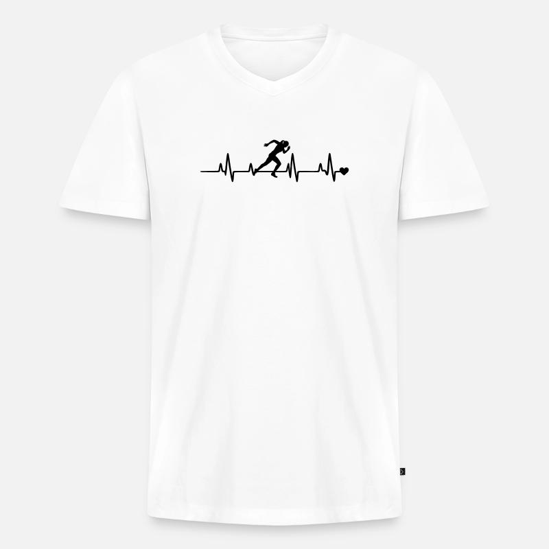 Läuferin - Männer Premium Bio T-Shirt mit V-Ausschnitt - Weiß