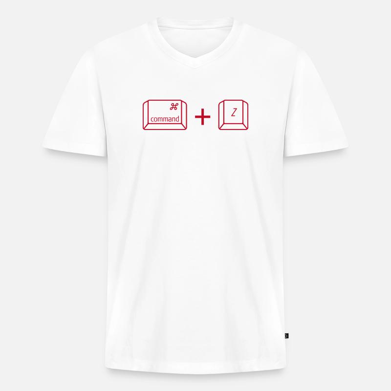 Command + Z - Männer Premium Bio T-Shirt mit V-Ausschnitt - Weiß