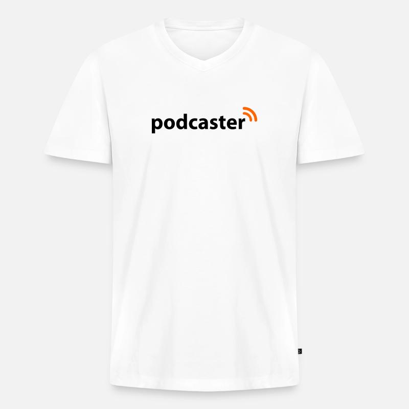 Podcaster - Männer Premium Bio T-Shirt mit V-Ausschnitt - Weiß