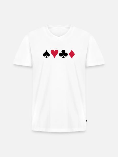Poker (V) - Men's Premium Organic T-shirt with V-neck - white