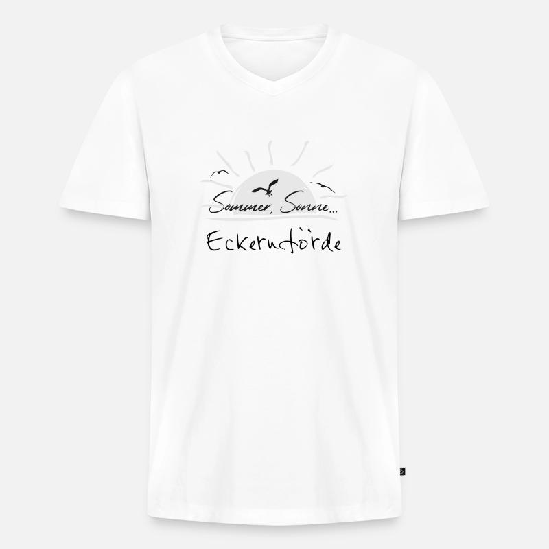 Sommer, Sonne... Eckernförde - Männer Premium Bio T-Shirt mit V-Ausschnitt - Weiß