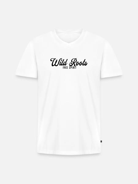 Wild Roots Free Spirit - Männer Premium Bio T-Shirt mit V-Ausschnitt - Weiß