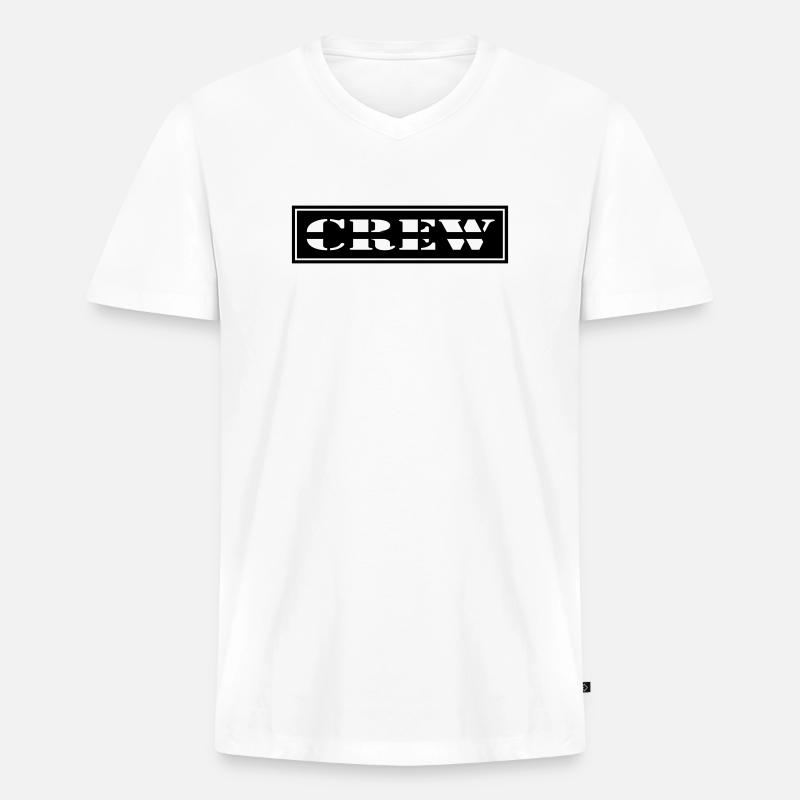 Crew Design im Patch Format - Männer Premium Bio T-Shirt mit V-Ausschnitt - Weiß
