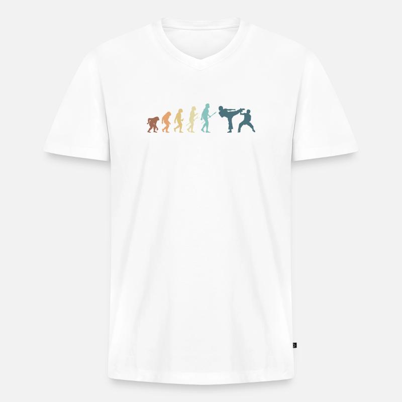 Kampfsport Evolution Karate MMA Kämpfer - Männer Premium Bio T-Shirt mit V-Ausschnitt - Weiß