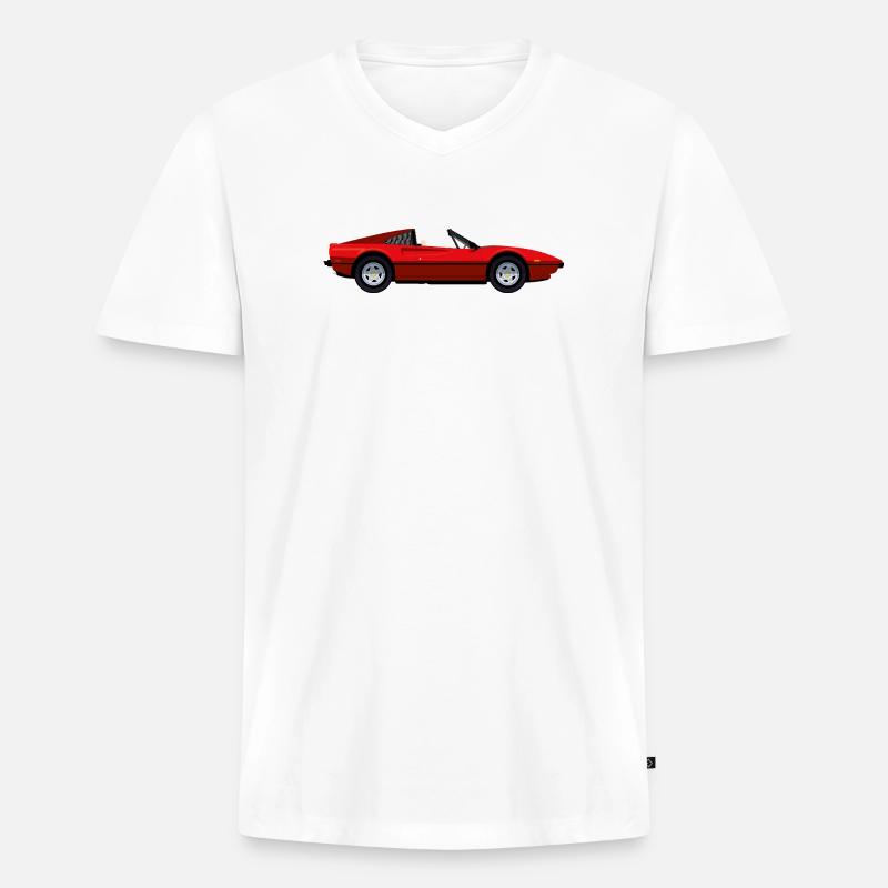 ROTER SPORTWAGEN - Männer Premium Bio T-Shirt mit V-Ausschnitt - Weiß