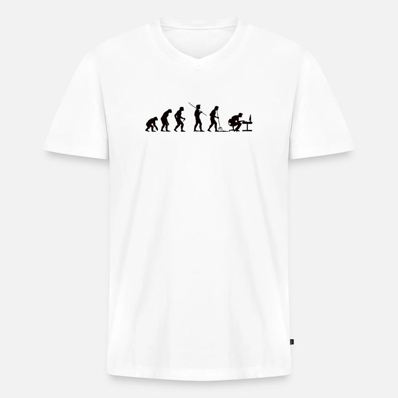 Programmer Evolution Computer Scientist Developer - Men's Premium Organic T-shirt with V-neck - white
