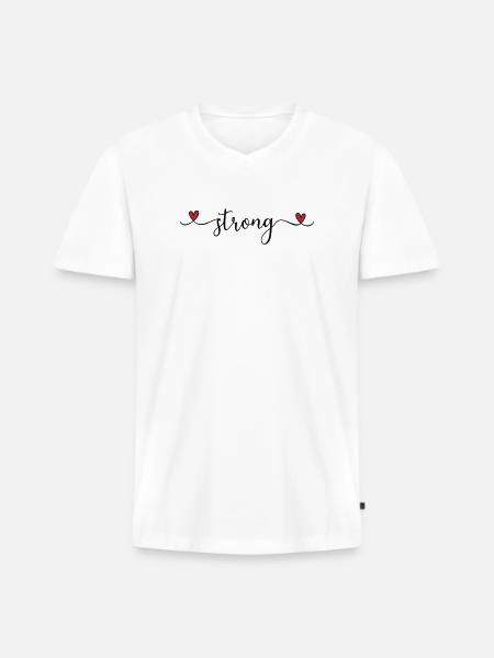 Stark - Männer Premium Bio T-Shirt mit V-Ausschnitt - Weiß