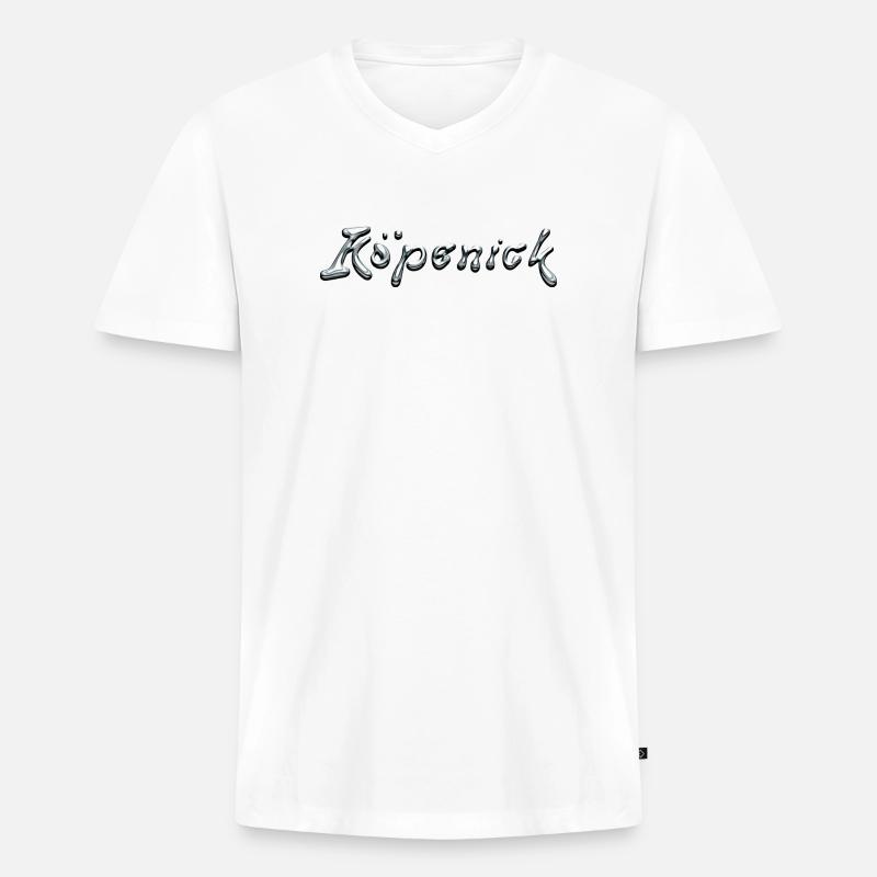 Köpenick Liquid Chrome Typography - Männer Premium Bio T-Shirt mit V-Ausschnitt - Weiß