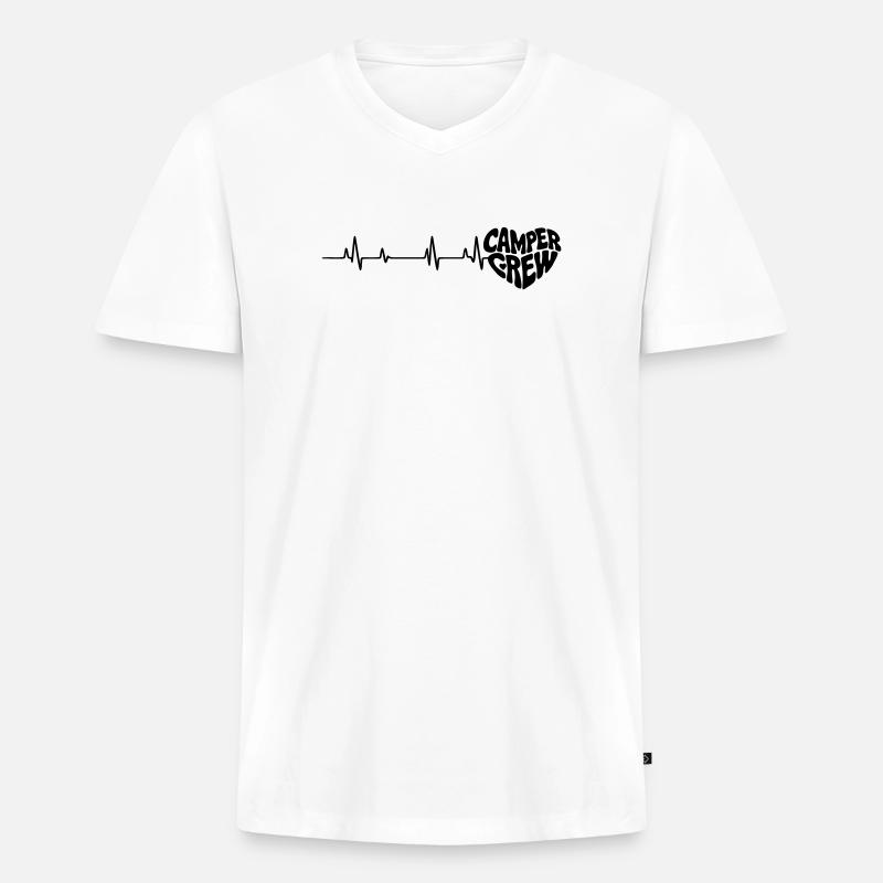 Herz_Camper - Männer Premium Bio T-Shirt mit V-Ausschnitt - Weiß