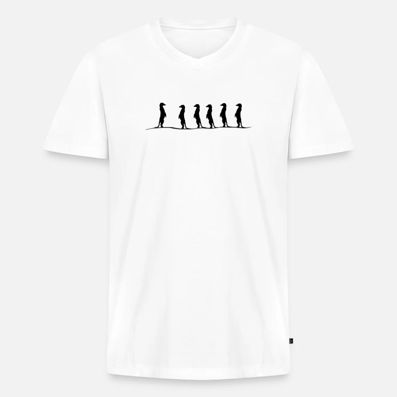 Erdmaennchen Gruppe - Männer Premium Bio T-Shirt mit V-Ausschnitt - Weiß