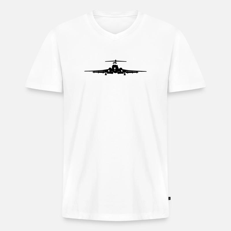 Tu-154 - Männer Premium Bio T-Shirt mit V-Ausschnitt - Weiß