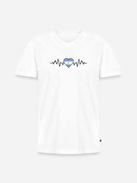 Argentinien Herzschlag - Männer Premium Bio T-Shirt mit V-Ausschnitt - Weiß