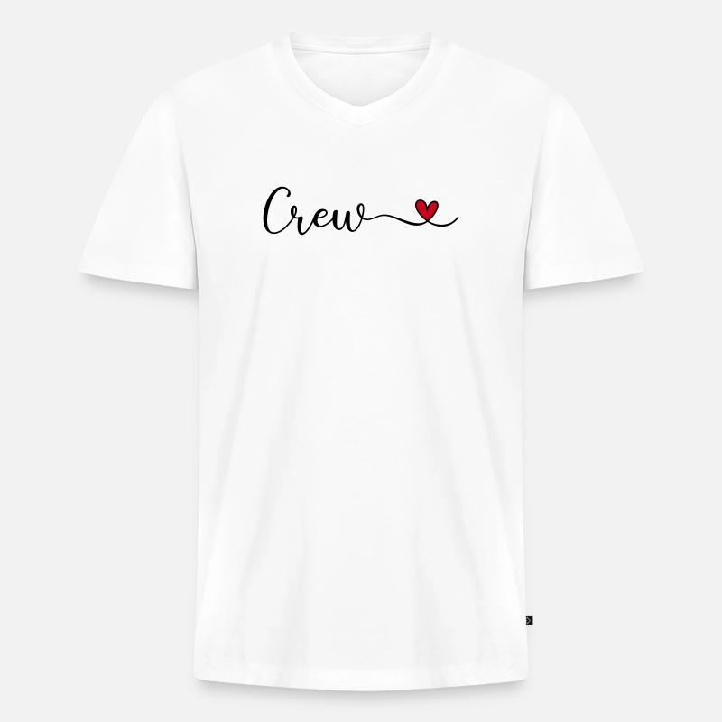Equipaggio con Heart Design - Maglietta ecologica premium da uomo con scollo a V - bianco