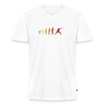 Fechten Evolution Fechter Sport Lustiger Spruch - Männer Premium Bio T-Shirt mit V-Ausschnitt - Weiß - Vorne - Nico (187cm)