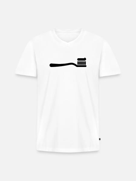 Toothbrush with toothpaste, dental hygiene - Men's Premium Organic T-shirt with V-neck - white
