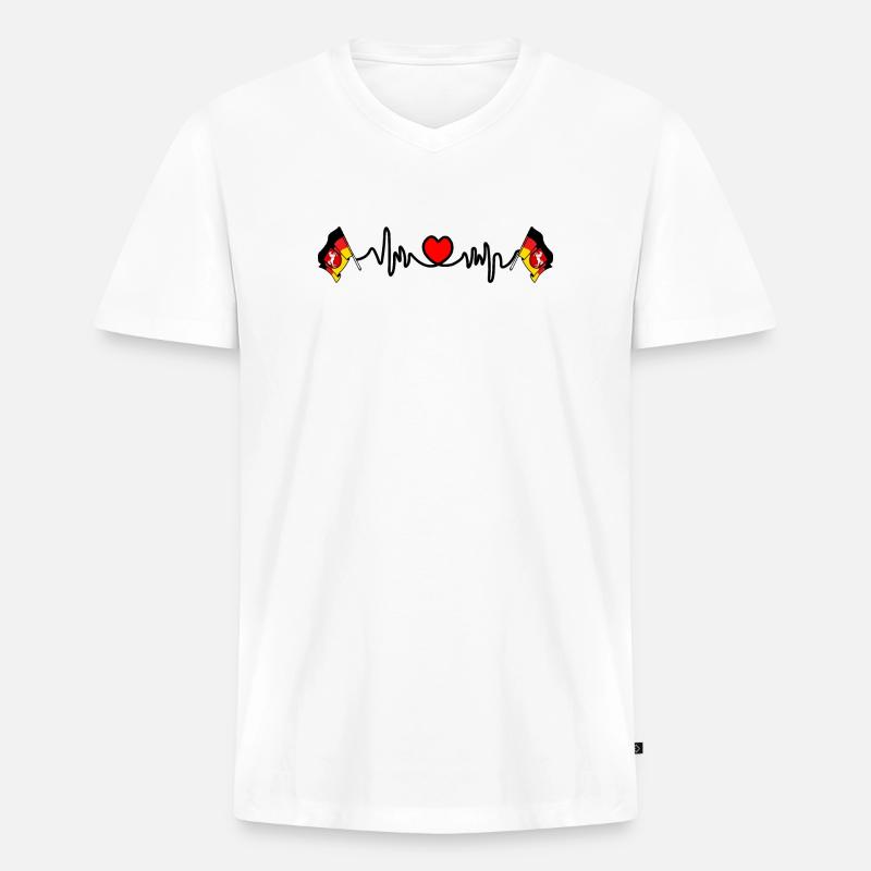 Herzfrequenz Cardio Niedersachsen - Männer Premium Bio T-Shirt mit V-Ausschnitt - Weiß