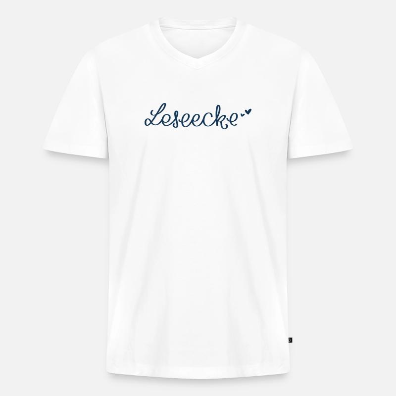 Leseecke mit Herz - Männer Premium Bio T-Shirt mit V-Ausschnitt - Weiß