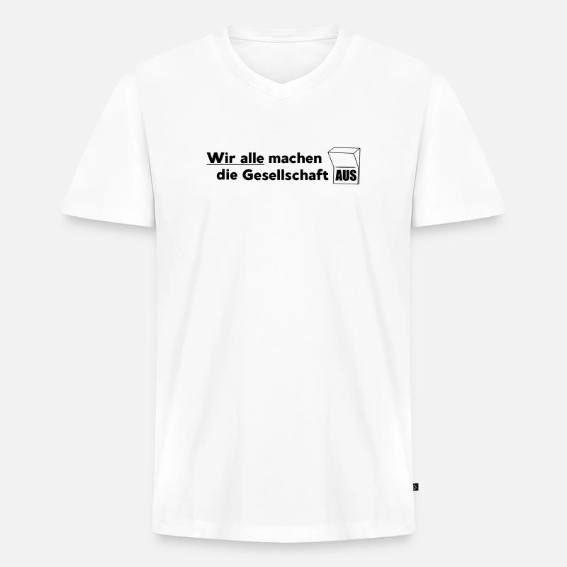 Die Gesellschaft - Männer Premium Bio T-Shirt mit V-Ausschnitt - Weiß