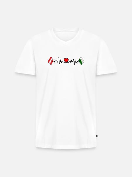 Steiermark-Flaggen mit Herzschlag - Männer Premium Bio T-Shirt mit V-Ausschnitt - Weiß