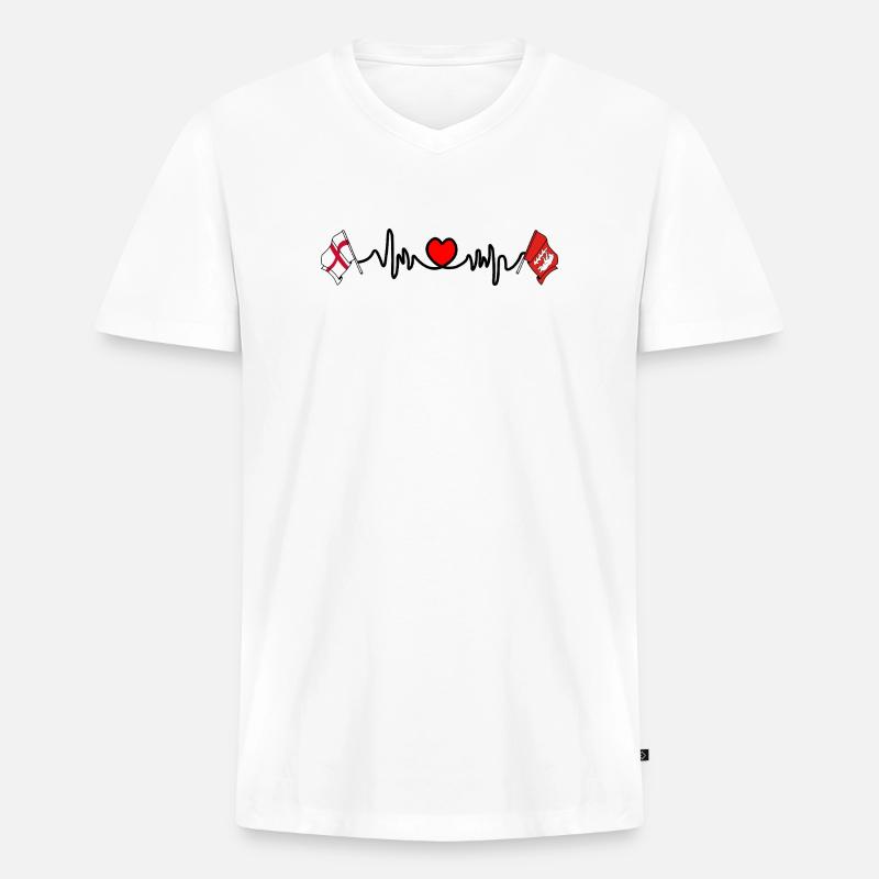 Warwickshire & England Herzfrequenz - Männer Premium Bio T-Shirt mit V-Ausschnitt - Weiß