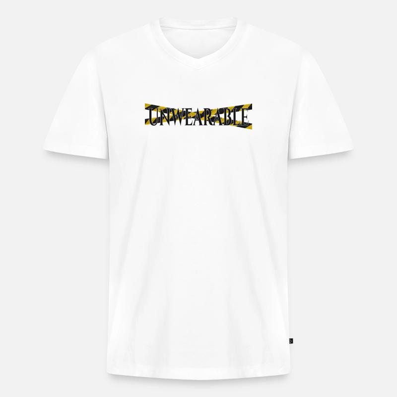 Untragbar – Statement-Design mit Warnband - Männer Premium Bio T-Shirt mit V-Ausschnitt - Weiß