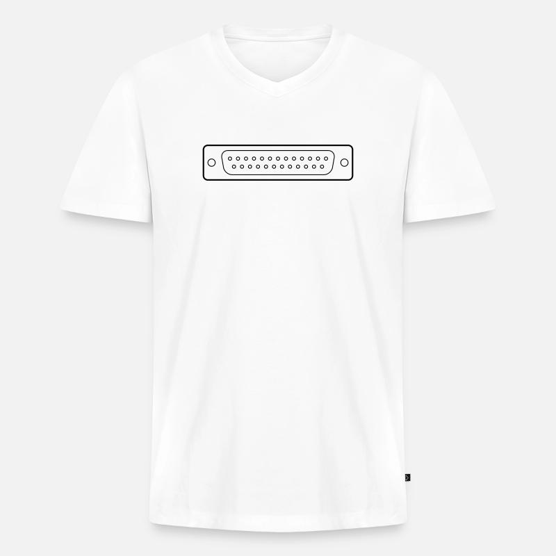 DB 25 Connector Parallel, Drucker - Männer Premium Bio T-Shirt mit V-Ausschnitt - Weiß