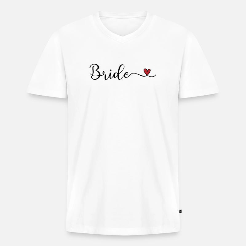 Braut - Männer Premium Bio T-Shirt mit V-Ausschnitt - Weiß