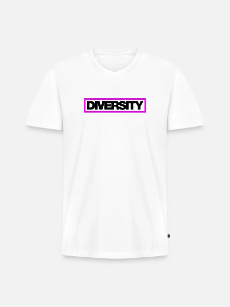 Diversité typographique Contour 2C - T-shirt encolure en V Premium bio Homme - blanc