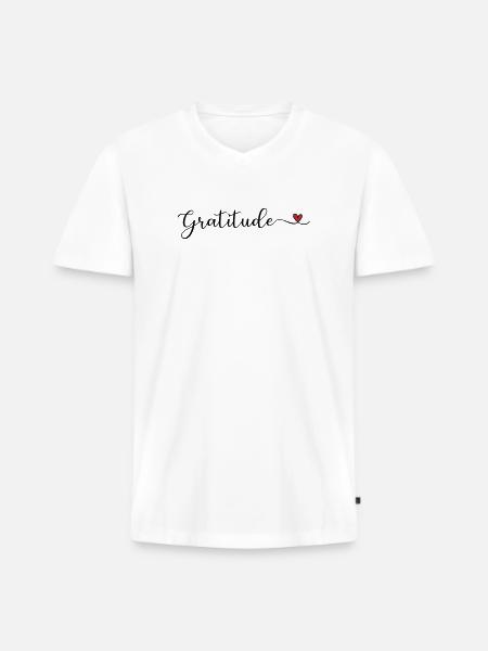 Dankbarkeit niedliches Design mit Herz - Männer Premium Bio T-Shirt mit V-Ausschnitt - Weiß