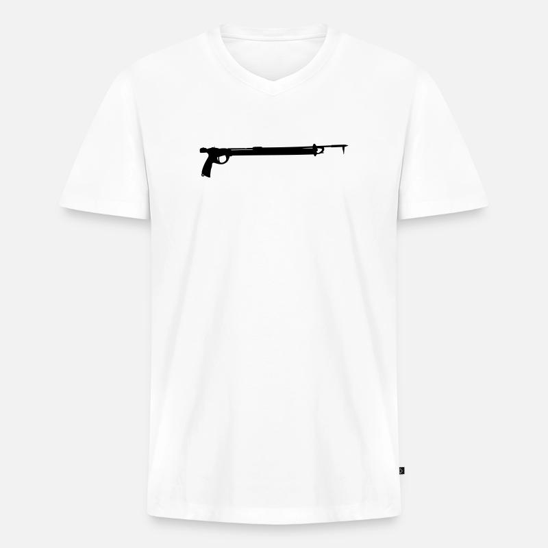 Harpune - Männer Premium Bio T-Shirt mit V-Ausschnitt - Weiß