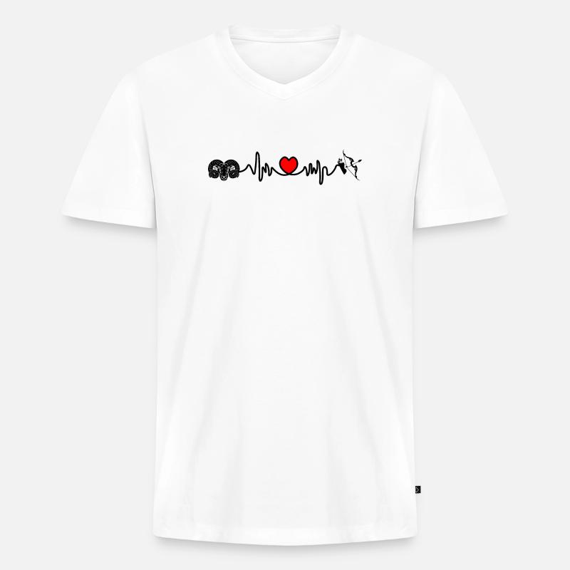 Herzfrequenz Cardio Widder Schütze - Männer Premium Bio T-Shirt mit V-Ausschnitt - Weiß