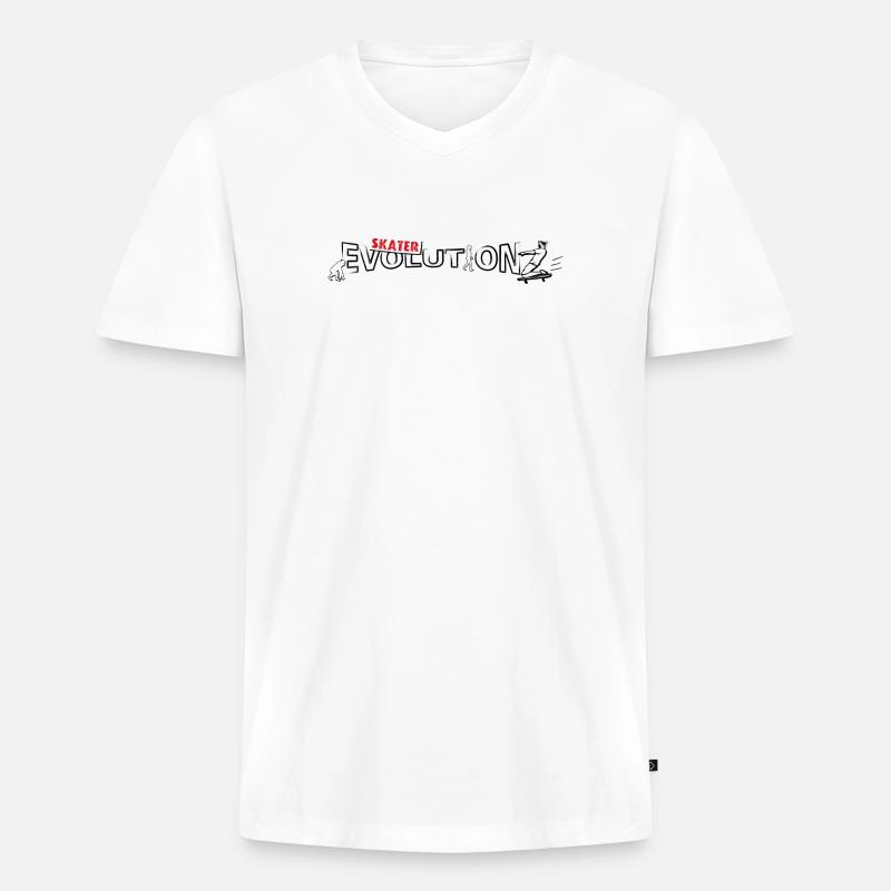 Skateboarder Design | Skate-Evolution - Männer Premium Bio T-Shirt mit V-Ausschnitt - Weiß