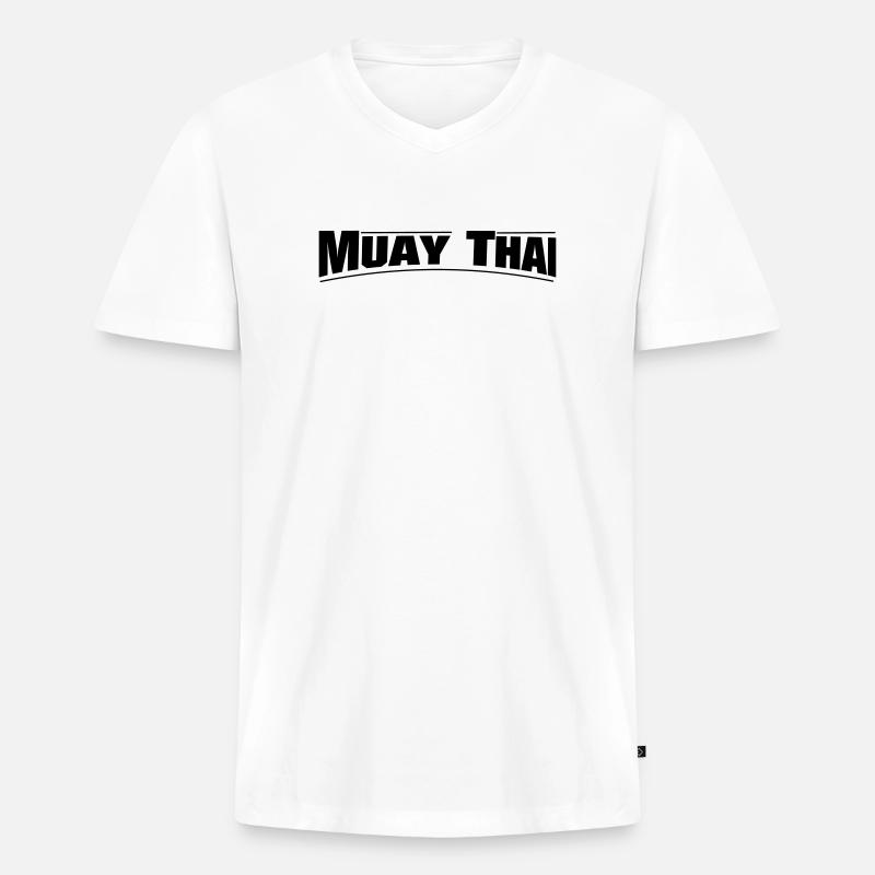 MUAY THAI - Männer Premium Bio T-Shirt mit V-Ausschnitt - Weiß