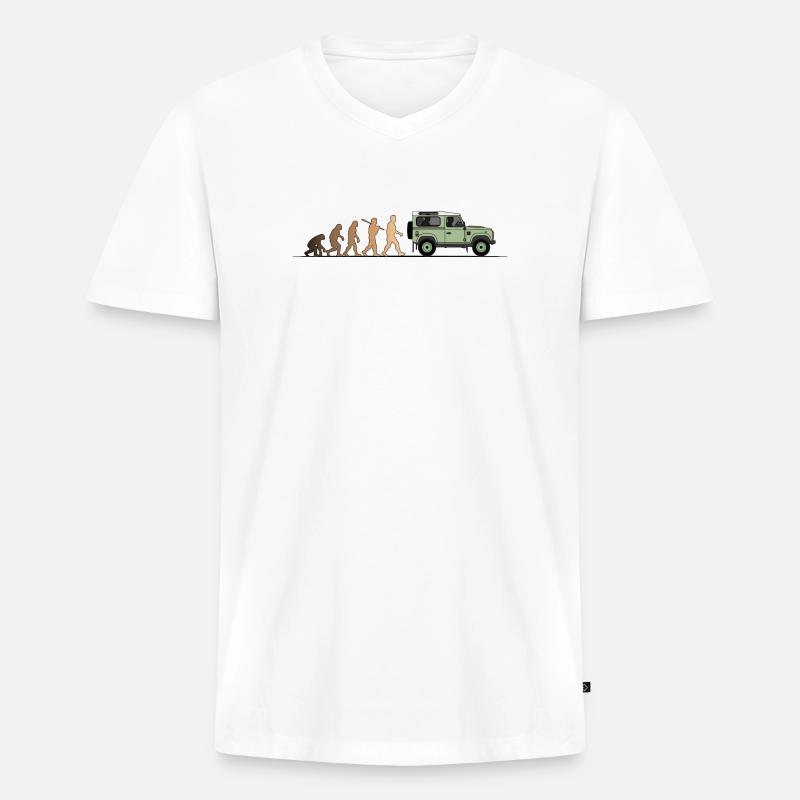 Defender Evolution 90 Farbe - Männer Premium Bio T-Shirt mit V-Ausschnitt - Weiß