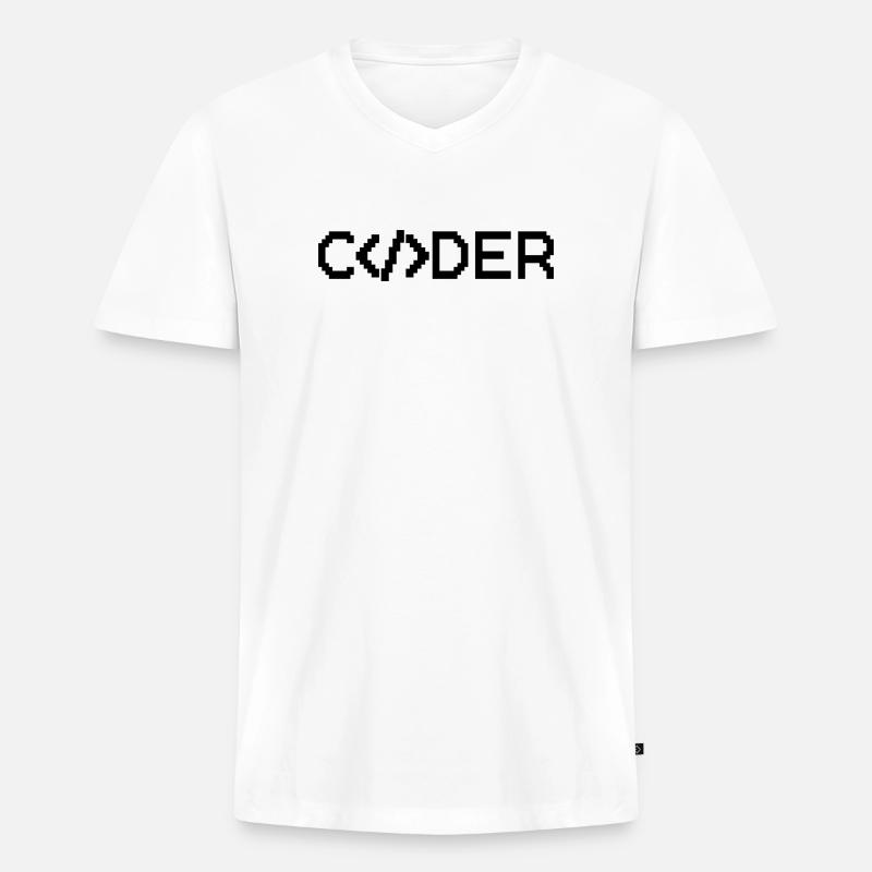 Coder - Men's Premium Organic T-shirt with V-neck - white