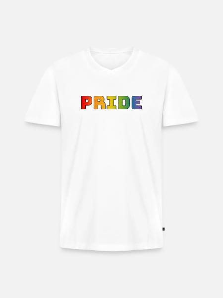 rainbow pride LGBT lgbtqi queer - Men's Premium Organic T-shirt with V-neck - white