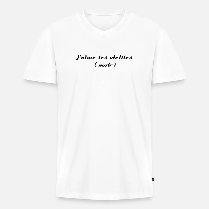 Ich mag alte Mobs - Männer Premium Bio T-Shirt mit V-Ausschnitt - Weiß