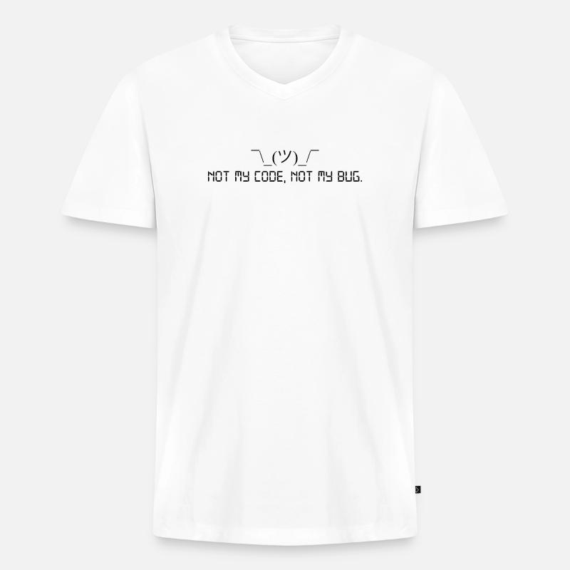 Pas mon code, pas mon bug. - T-shirt encolure en V Premium bio Homme - blanc