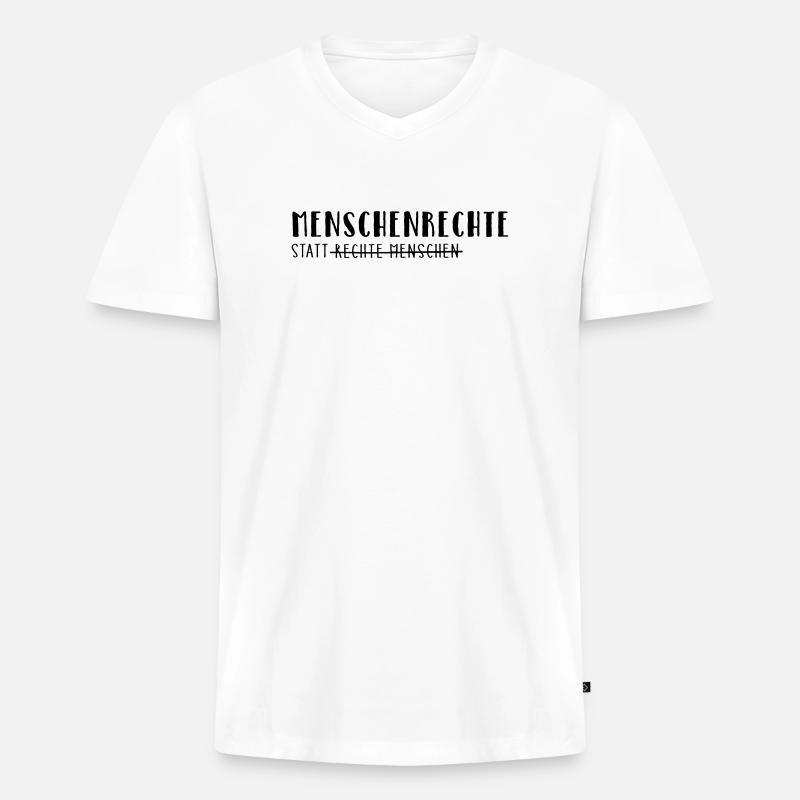 Menschenrechte statt rechte Menschen - Männer Premium Bio T-Shirt mit V-Ausschnitt - Weiß