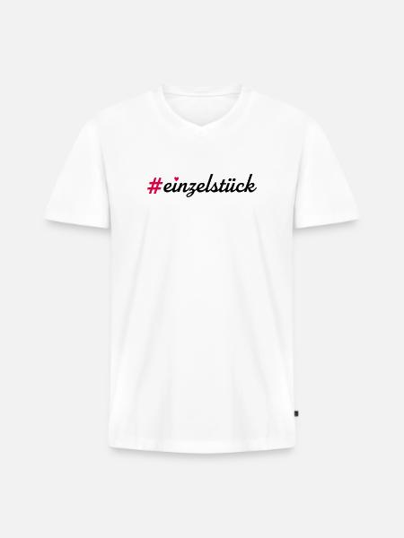 Einzelstück - Männer Premium Bio T-Shirt mit V-Ausschnitt - Weiß