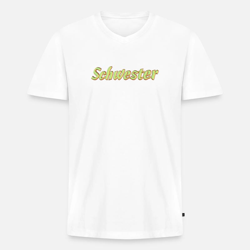 Kosename Schwester 3D Style - Männer Premium Bio T-Shirt mit V-Ausschnitt - Weiß