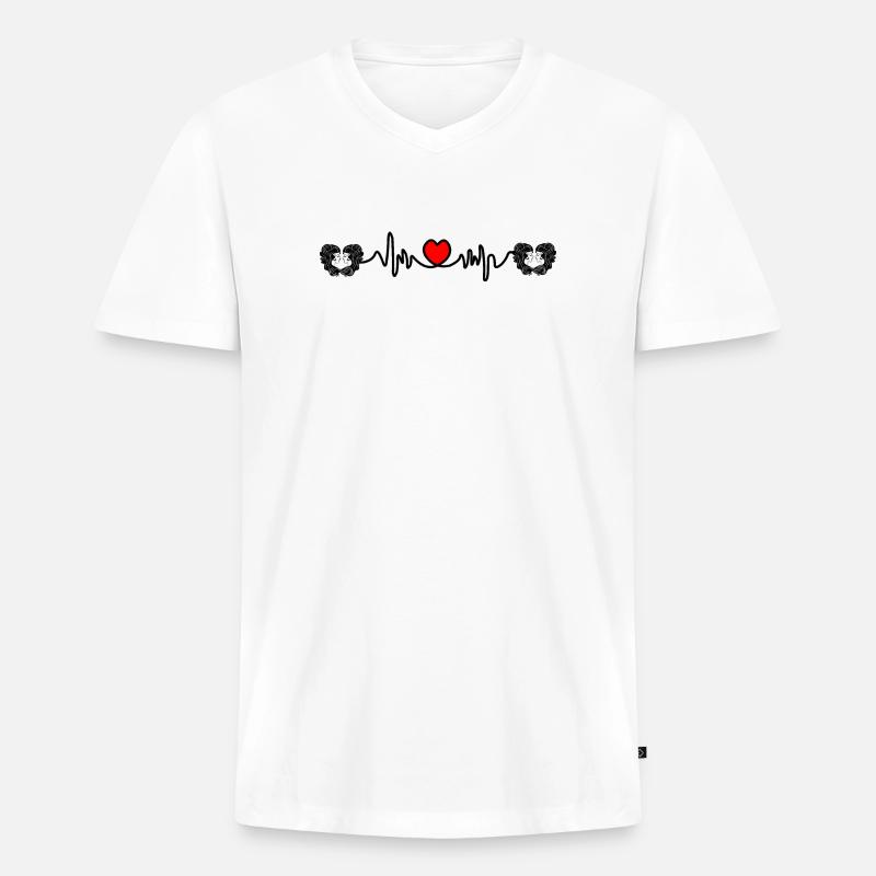 Herzfrequenz Cardio Twin Twins - Männer Premium Bio T-Shirt mit V-Ausschnitt - Weiß